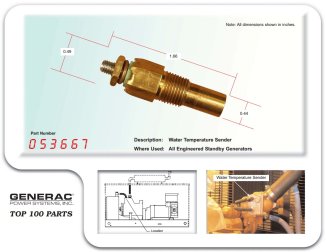 053667, "Sending Unit, Coolant Guage" 053667, "Sending Unit, Coolant Guage"