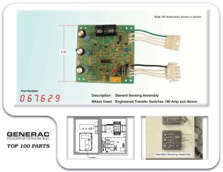 0676290SRV, PCB Utility Sensing, Generac ATS 0676290SRV, PCB Utility Sensing, Generac ATS