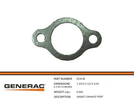 0C4138, \"Gasket, Exhaust Port, Generac
