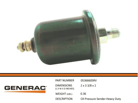 0536660SRV, Oil Pressure Sender-Heavy Duty, Generac