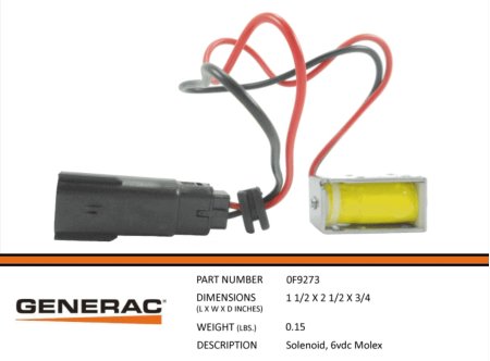 0F9273, SOLENOID, 6VDC MOLEX