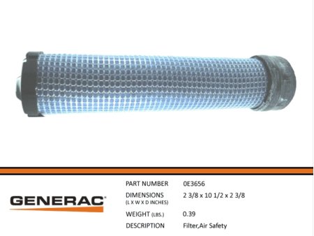 GENERAC 0E3656 AIR FILTER, SAFETY ELEMENT