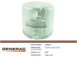 Generac G069858 (069858) Fuel Filter, Genuine Generac G069858 (069858) Fuel Filter, Genuine
