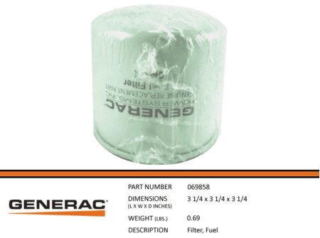 Generac G069858 (069858) Fuel Filter, Genuine
