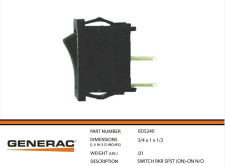 0D5240, SWITCH RKR SPST (ON)-ON N/O