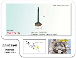 086516 Valve, Exhaust, Generac