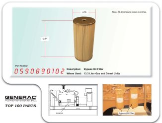 0590890102, Bypass Oil Filter, Generac 0590890102, Bypass Oil Filter, Generac